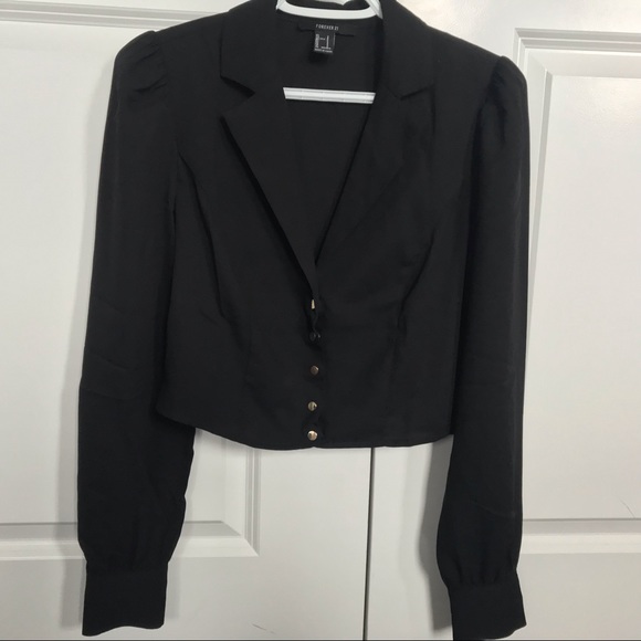 Cropped Black Fancy Top - Picture 2 of 3